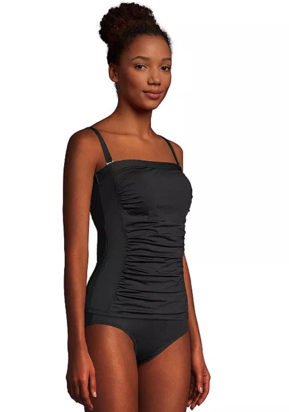 Lands' End Bandeau D-Cup Bandeau Tankini Swimsuit Top Bikini sz 12 Black NWOT